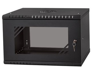 19" 6HE, dybde 350 mm glassdør, svart