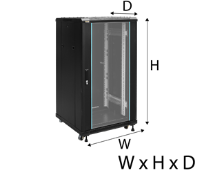 600x600x1166, 22HE glassdør, flatpakke