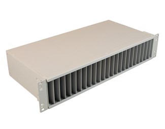 Kabelboks 19", 24 rom, 2HE, hvitlakkert