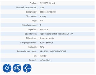 HÖGTALARE VÄGG PoE MS-IP 130