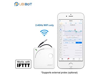 Wi-Fi-sensor for temperatur, luftfuktighet, lux, vibrasjon