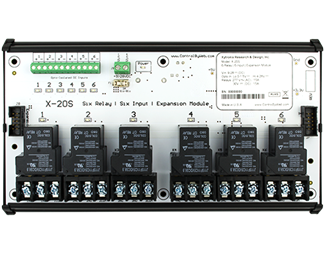 6 Relay SPDT, 6 Digital og 4 Analog Input