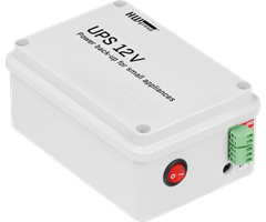 UPS for 12 V produkter. Varsler via relé ved strømbrudd