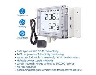 Wi-Fi, Mobil SIM, IP65, GPS, Eksterne sensorer RS485