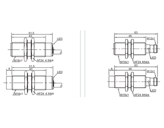 Non flush, 18mm cylinder, distans 8mm, NO, PNP, M12 ansl