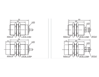 30mm cylinder, distans 10mm, NC, PNP, 2m kabel