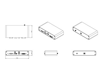 DVI, VGA, komponent, S-video, kompositt inn, DVI-fiber ut (MM)