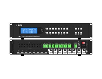 4K 65 m over Cat6, 18G, HDR, Atmos, HDCP2.2, 8 x HDMI Loopout