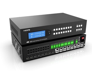 4K 65 m over Cat6, 18G, HDR, Atmos, HDCP2.2, 8 x HDMI Loopout