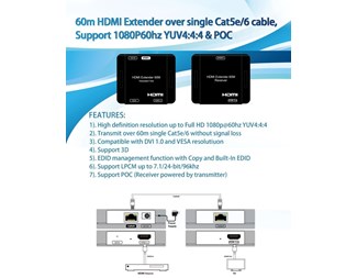 HDMI, 1080p 60 Hz YUV4:4:4, 3D, sender og mottaker