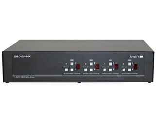 4-port DVI-D Matrix KVM Switch, lyd, USB 2.0, fire brukere