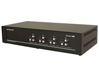 4-port DVI-D Matrix KVM Switch, lyd, USB 2.0, fire brukere