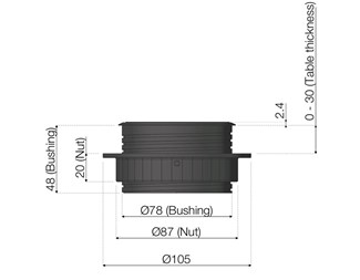 Ø79mm svart genomföring med svart dekorlock