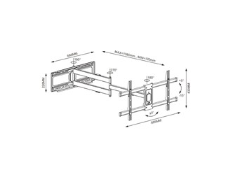 42-80'' 70kg VESA Veggarm