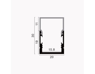 Aluminiumsprofil 2,5M 20x30 for LED-lister 230V