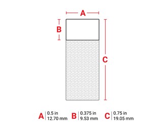 12,70 mm bred x 19,05 mm høy 1/150 stk
