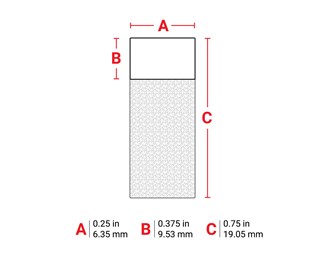 6,35 mm bred x 19,05 mm høy 1/750