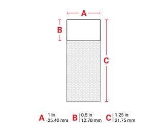 25,4mm bred x 31,75mm høy 1/250 stk.