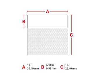Hvit 25.40 mm bred x 25.40 mm høy 1/250 stk.