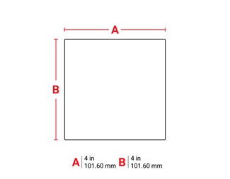 101,60 mm bred x 101,60 mm hög