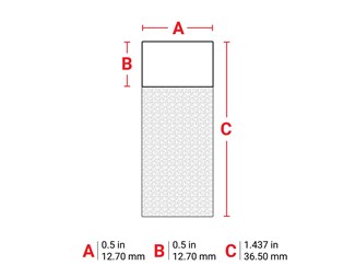 12,70 mm bred x 36,50 mm høy 1/10000 stk.