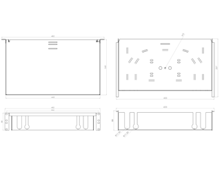 2HE Fiberpanel uten panel, grå