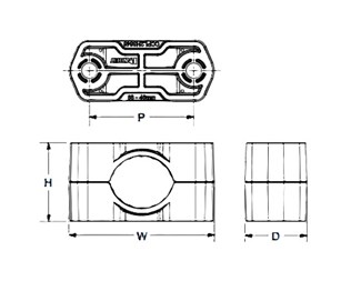 Kabelklämma för singelmontage ? 38-46 mm, 2xM10 Nylon 10st